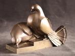 Art Deco beeld - sculptuur, Paar duiven - 15 cm - Brons