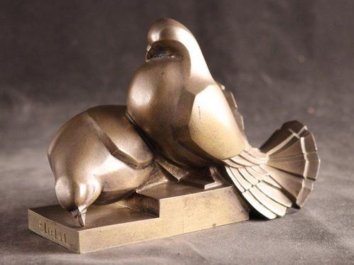 Art Deco beeld - sculptuur, Paar duiven - 15 cm - Brons, Antiek en Kunst, Kunst | Designobjecten