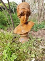 Beeld, statue in cast metal female bust - 26 cm - Gietijzer, Antiek en Kunst