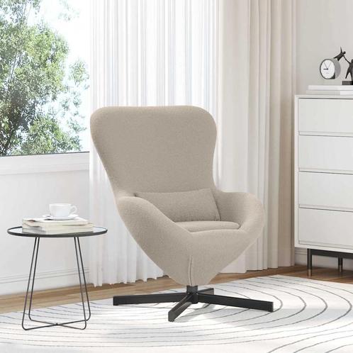 vidaXL Eivormige stoel Lichtgrijs Krullend Wol-achtig Stof, Huis en Inrichting, Fauteuils, Nieuw, Verzenden