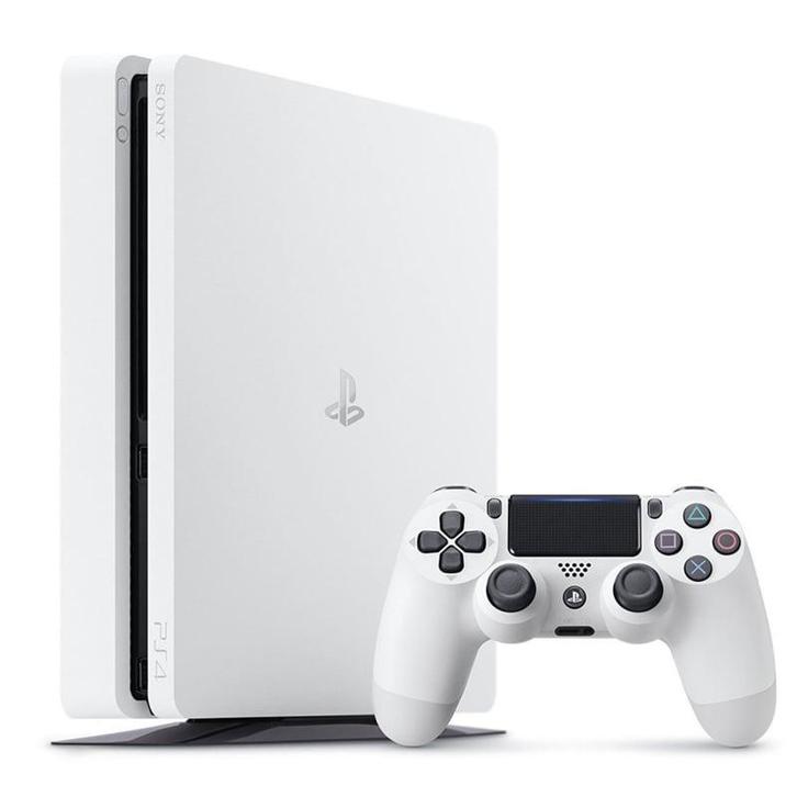 Playstation 4 Slim 500GB Glacier White + V2 Controller, Spelcomputers en Games, Spelcomputers | Sony PlayStation 4, Zo goed als nieuw