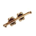 Vintage gouden broche met granaatjes in bloem | 60s, Sieraden, Tassen en Uiterlijk, Broches, Gebruikt, Overige kleuren, Ophalen of Verzenden