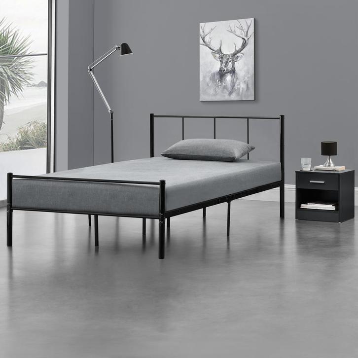Metalen bedframe Hercules incl. bedbodem 120x200 cm zwart, Huis en Inrichting, Slaapkamer | Bedden, Verzenden