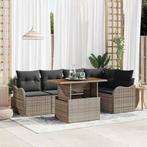 vidaXL Tuin Sofa Set met opslag 6 pcs Grijs Poly riet, Tuin en Terras, Tuinsets en Loungesets, Verzenden, Nieuw, Rotan