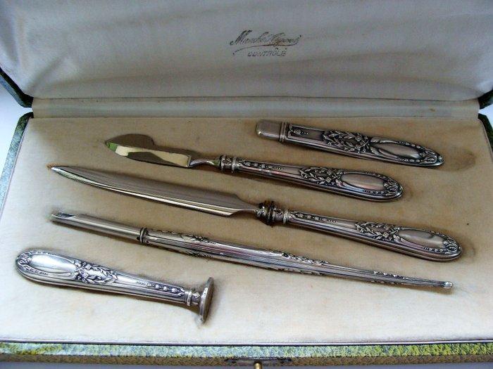 Antique French Silver Writing Set - Bureauset - Pierre, Antiek en Kunst, Antiek | Goud en Zilver