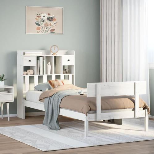 vidaXL Bed met boekenkast zonder matras grenenhout wit, Huis en Inrichting, Slaapkamer | Bedden, Wit, Nieuw, Hout, Verzenden