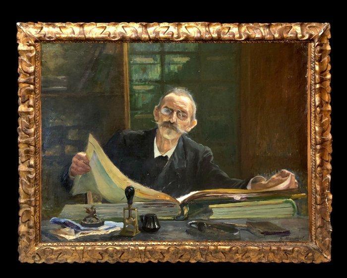 Berthe Mouchel (1864-1951) - The Seated Scribe, Antiek en Kunst, Kunst | Schilderijen | Klassiek