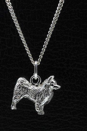 Zilveren Duitse keeshond 2 ketting hanger - groot, Sieraden, Tassen en Uiterlijk, Kettinghangers, Verzenden