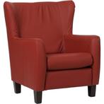 Leren fauteuil Hug - Hermes Red (rood) - Poten hout zwart, Nieuw, Ophalen of Verzenden, 75 tot 100 cm, Eigentijds, Klassiek, Retro, Romantisch