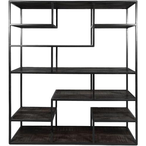 Vakkenkast Huub Zwart Mangohout 210 x 145 cm – Roomdivider, Huis en Inrichting, Kasten | Overige, Nieuw, Verzenden