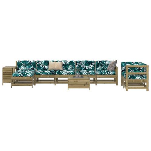 vidaXL 10-delige Loungeset geïmpregneerd grenenhout, Tuin en Terras, Tuinsets en Loungesets, Loungeset, Nieuw, Verzenden