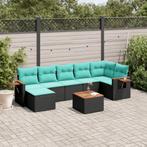 vidaXL 8-delige Loungeset met kussens poly rattan zwart, Tuin en Terras, Tuinsets en Loungesets, Verzenden, Nieuw, Rotan, Loungeset