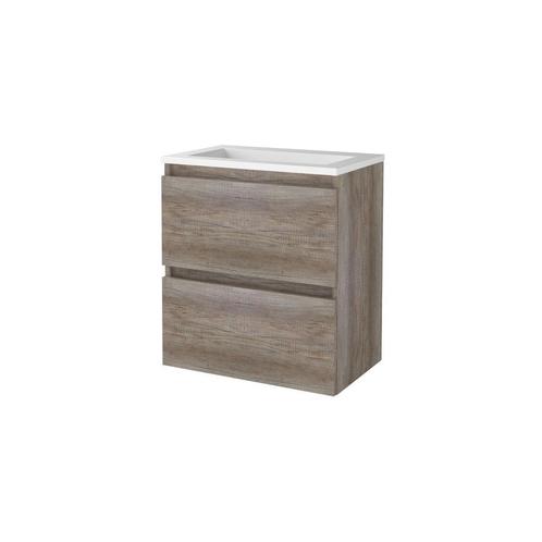 Badmeubelset BWS Salt 60x39cm Greeploos 2 Lades Met Wastafel, Doe-het-zelf en Verbouw, Sanitair, Bad, Nieuw, Chroom, Ophalen of Verzenden
