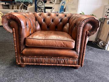 Chesterfield Maarssen Vintage bruin Leren chesterfield Stoel beschikbaar voor biedingen