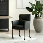 Set van 4 Leren eetkamerstoelen Lucky - Granada Black, Huis en Inrichting, Stoelen, Ophalen of Verzenden, Nieuw, Leer