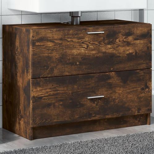 vidaXL Wastafelkast 78x37x59 cm bewerkt hout gerookt, Huis en Inrichting, Badkamer | Badkamermeubels, Nieuw, Minder dan 100 cm