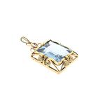 Gouden hanger met aquamarijn | Vintage (statement hanger), Ophalen of Verzenden, Gebruikt, Goud, Overige merken