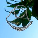 Zilveren collier met vaste hanger | 42 cm (zilveren ketting), Gebruikt, Ophalen of Verzenden, Zilver, Overige kleuren
