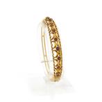 Exclusieve vintage gouden slavenarmband met granaat | Ø 6.., Gebruikt, Overige kleuren, Ophalen of Verzenden, Met edelsteen
