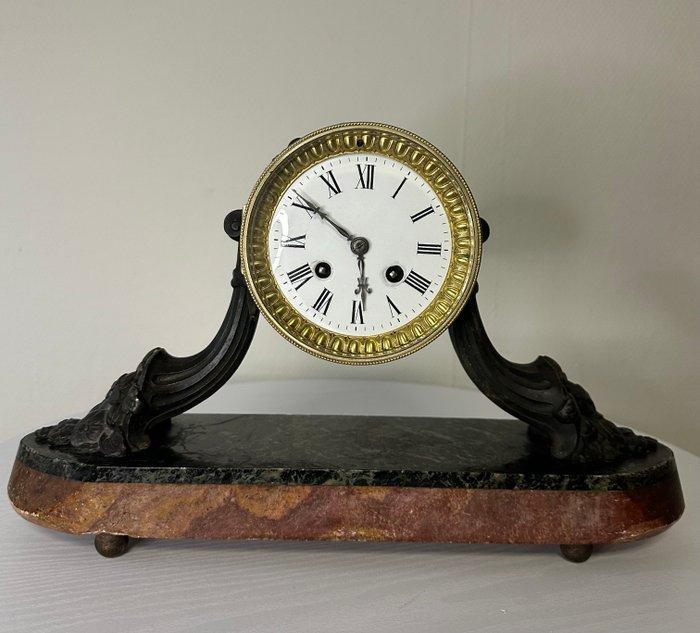 Pendule - Art Deco Brons, Marmer, Zinklegering, Messing -, Antiek en Kunst, Antiek | Klokken