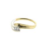 Bicolor gouden ring met baguette diamant; 0,21 ct., 18 tot 19, Gebruikt, Overige kleuren, Ophalen of Verzenden