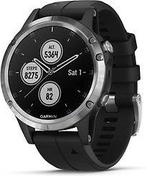 Garmin Fenix 5 Plus 47 mm zilver met siliconen armband zwart, Verzenden, Gebruikt