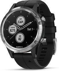 Garmin Fenix 5 Plus 47 mm zilver met siliconen armband zwart, Telecommunicatie, Mobiele telefoons | Toebehoren en Onderdelen, Gebruikt