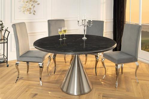 Ronde eettafel ELEGANCIA 130cm zwart marmer chroomstaal met, Huis en Inrichting, Tafels | Eettafels, Ophalen of Verzenden