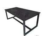 Eettafel Jaxx Zwart Visgraat | Mangohout | 160–220 cm — 180c, Huis en Inrichting, Ophalen, Nieuw