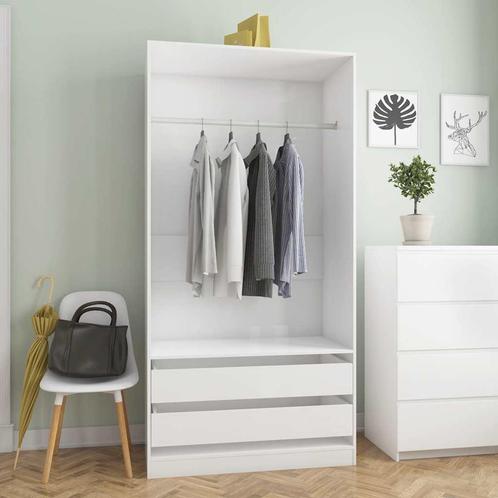 vidaXL Kledingkast 100x50x200 cm bewerkt hout hoogglans wit, Huis en Inrichting, Kasten | Kledingkasten, Nieuw, Verzenden