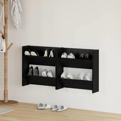 vidaXL Wand Schoenenkasten met plank Anders 2 pcs Zwart, Huis en Inrichting, Kasten | Schoenenrekken, Nieuw, Verzenden