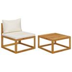 vidaXL 2-delige Loungeset met kussens massief acaciahout, Tuin en Terras, Tuinsets en Loungesets, Verzenden, Nieuw, Hardhout, Loungeset
