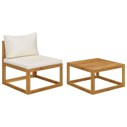 vidaXL 2-delige Loungeset met kussens massief acaciahout, Tuin en Terras, Tuinsets en Loungesets, Loungeset, Nieuw, Hardhout, Verzenden
