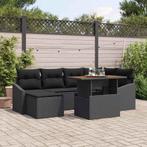 vidaXL Tuin Sofa Set met opslag 7 pcs Zwart Poly riet, Verzenden, Nieuw, Rotan