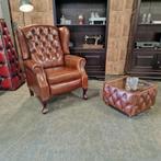 Chesterfield Lazychester Relaxchair Fauteuil (M) - Cognac, Ophalen of Verzenden, Nieuw, Leer, Chesterfield
