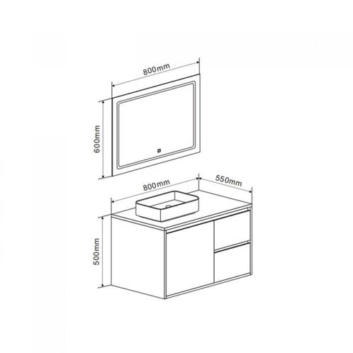 Florence Badmeubelset Birmingham 80cm Grijs, Huis en Inrichting, Badkamer | Badkamermeubels, Ophalen of Verzenden