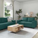 vidaXL 3-delige Loungeset met kussens stof donkergroen, Verzenden, Nieuw, Vierpersoons of meer, Stof