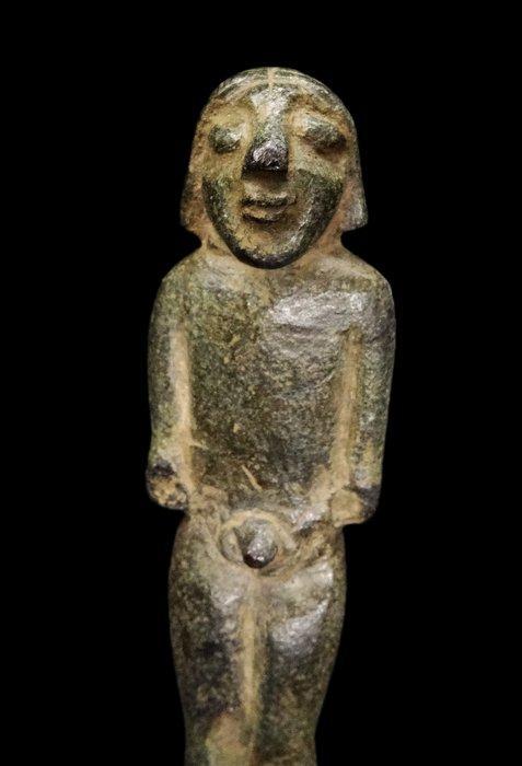 Etruscan Jonge kouros in brons - 7e eeuw voor Christus -, Verzamelen, Mineralen en Fossielen