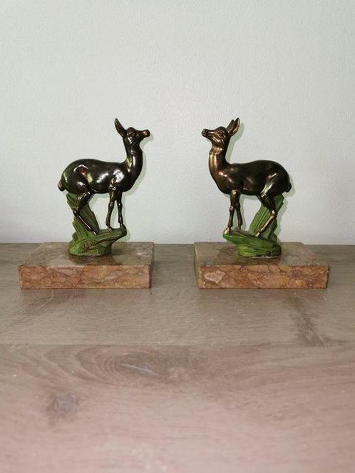Boekensteunen (2) - Marmer, Zinklegering - Serre geeft TEDD, Antiek en Kunst, Curiosa en Brocante