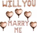 Ballonnen set Will You Marry Me rosé goud met 5 grote harten, Verzenden, Nieuw, Versiering, Valentijn of Romantisch