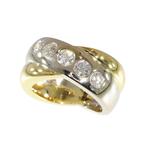 Ring - 18 karaat Geel goud, Witgoud - Diamant - Vintage, Sieraden, Tassen en Uiterlijk, Ringen, Nieuw
