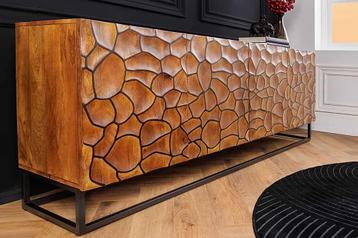 Massief houten dressoir VULCANO 180cm bruin mangohout met 3D beschikbaar voor biedingen