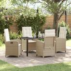 vidaXL Tuin eettafelset met kussen 5 pcs Beige poly rattan, Tuin en Terras, Verzenden, Nieuw, Rotan