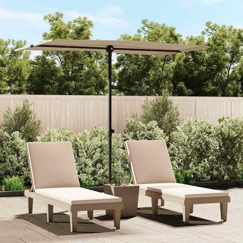 vidaXL Parasol met aluminium paal 2x1,5 m taupe, Tuin en Terras, Parasols, Nieuw, 2 tot 3 meter, Verzenden