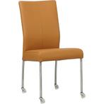 Leren eetkamerstoel Comfort met wieltjes - Toledo Sabbia, Huis en Inrichting, Stoelen, Bruin, Nieuw, Leer, Ophalen of Verzenden