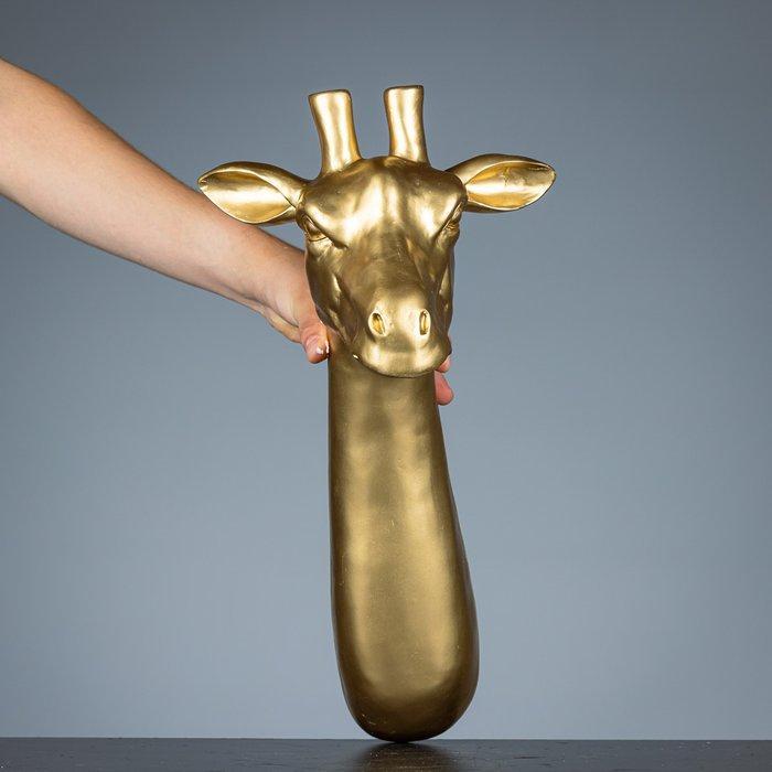 sculptuur, Giraf als wandbord in goudkleur - 500 mm - Hars -, Antiek en Kunst, Curiosa en Brocante