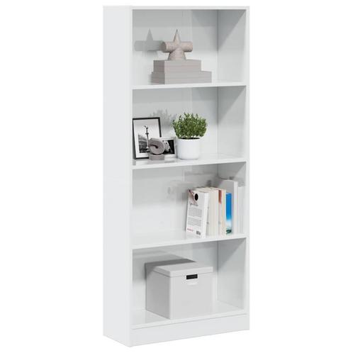 vidaXL Boekenkast 60x24x143 cm bewerkt hout hoogglans wit, Huis en Inrichting, Kasten | Boekenkasten, Nieuw, Overige houtsoorten