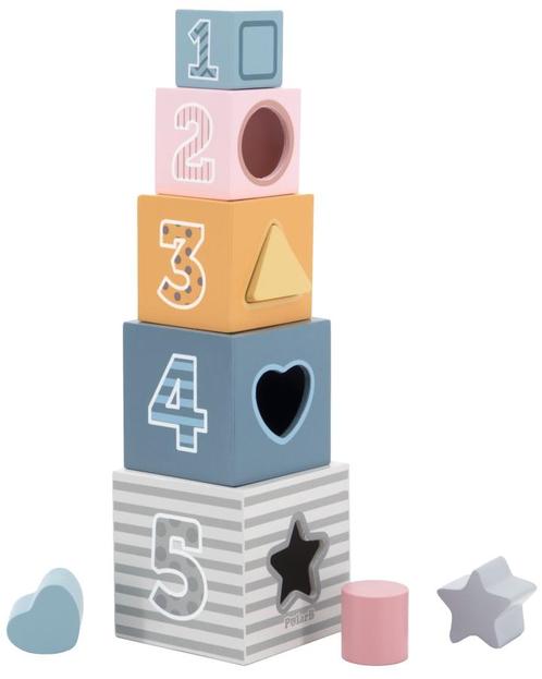 PolarB 2-in-1 Houten Stapelblokken en Vormenstoof 44016, Kinderen en Baby's, Speelgoed | Houten speelgoed, Nieuw, Verzenden