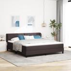 vidaXL Boxspringbed met matras stof donkerbruin 180x200 cm, Eenpersoons, Bruin, Verzenden, Nieuw