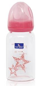 Lorelli Pink 120ml Anti-Koliek Glazen Fles 1020087-0003, Verzenden, Nieuw